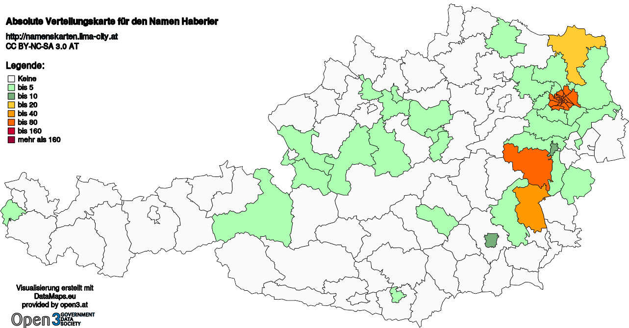 Absolute Verteilungskarten Nachnamen Haberler