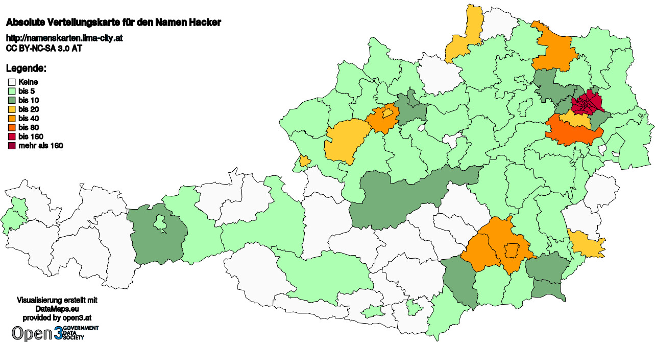 Absolute Verteilungskarten Nachnamen Hacker