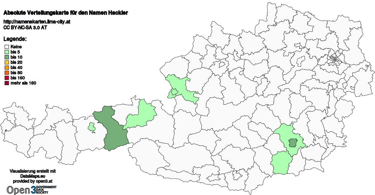 Absolute Verteilungskarten Nachnamen Hackler
