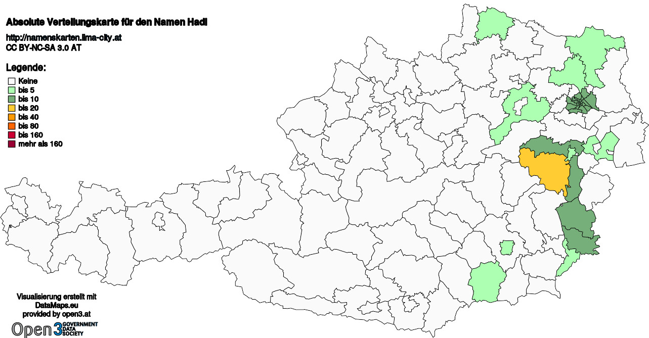 Absolute Verteilungskarten Nachnamen Hadl