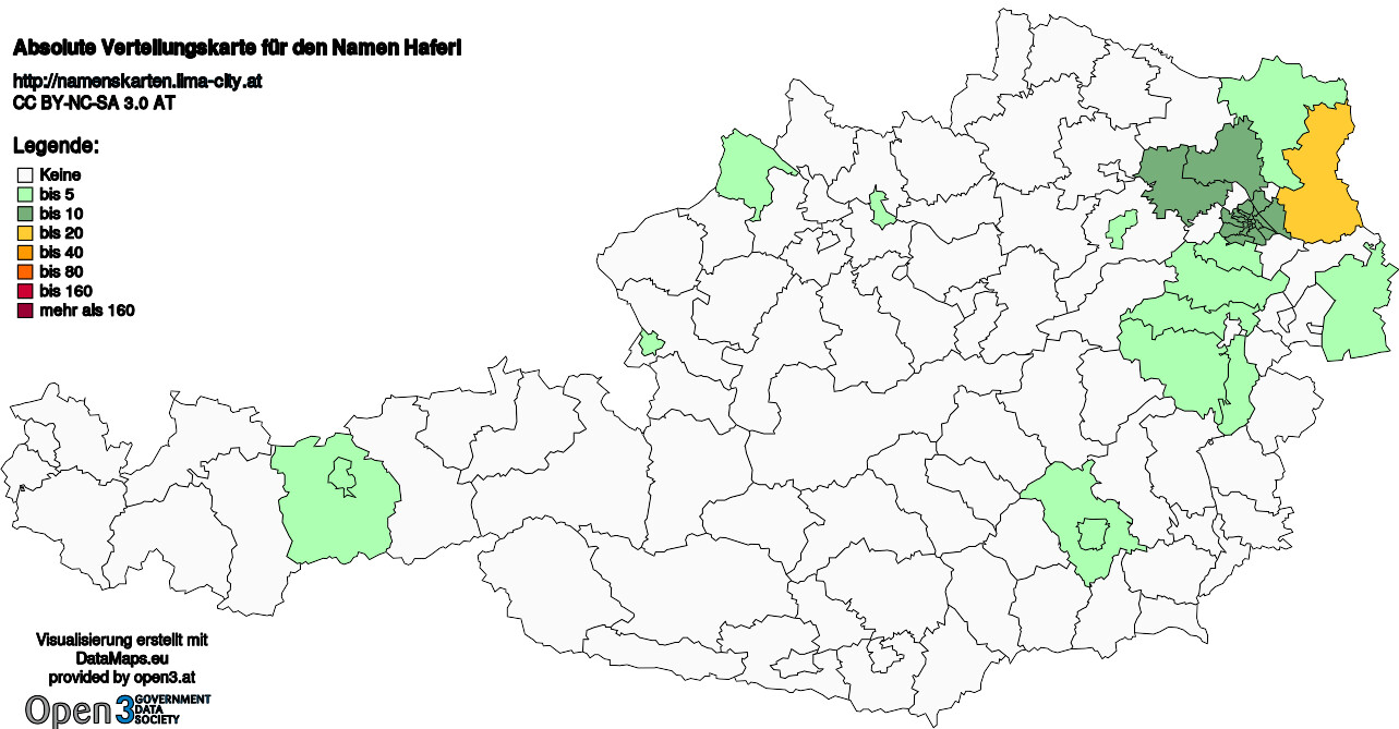 Absolute Verteilungskarten Nachnamen Haferl