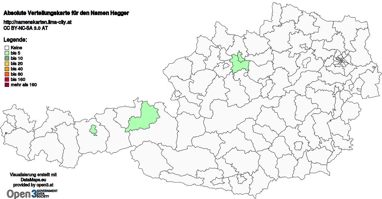 Absolute Verteilungskarten Nachnamen Hagger