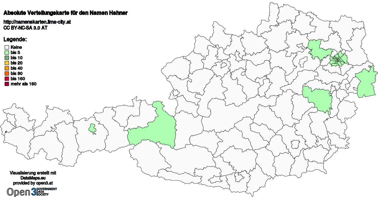 Absolute Verteilungskarten Nachnamen Hahner