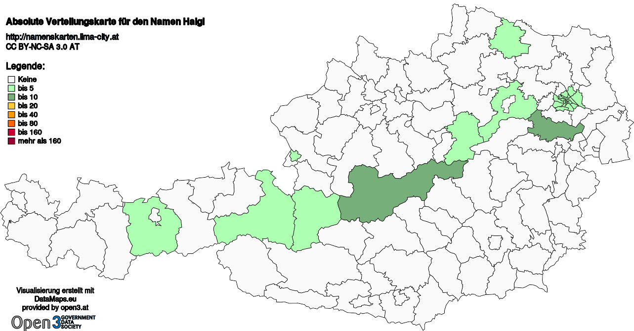 Absolute Verteilungskarten Nachnamen Haigl