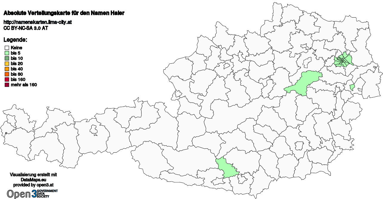 Absolute Verteilungskarten Nachnamen Haler
