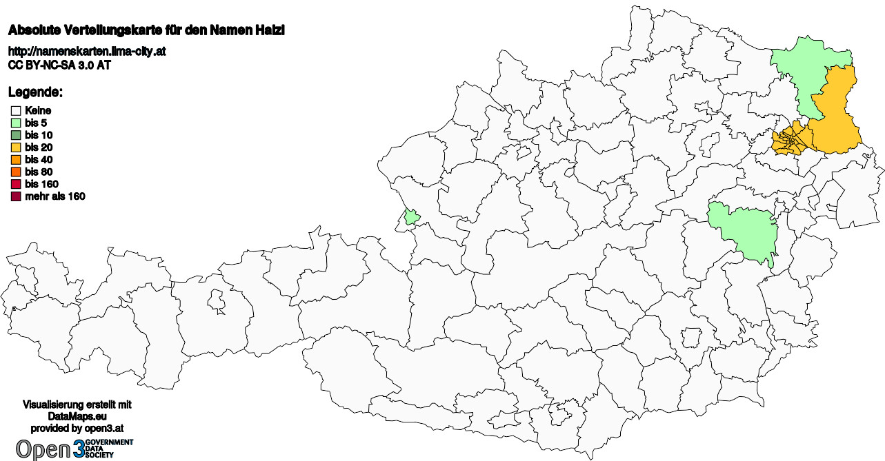 Absolute Verteilungskarten Nachnamen Halzl