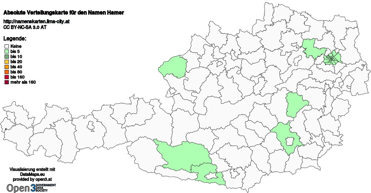 Absolute Verteilungskarten Nachnamen Hamer