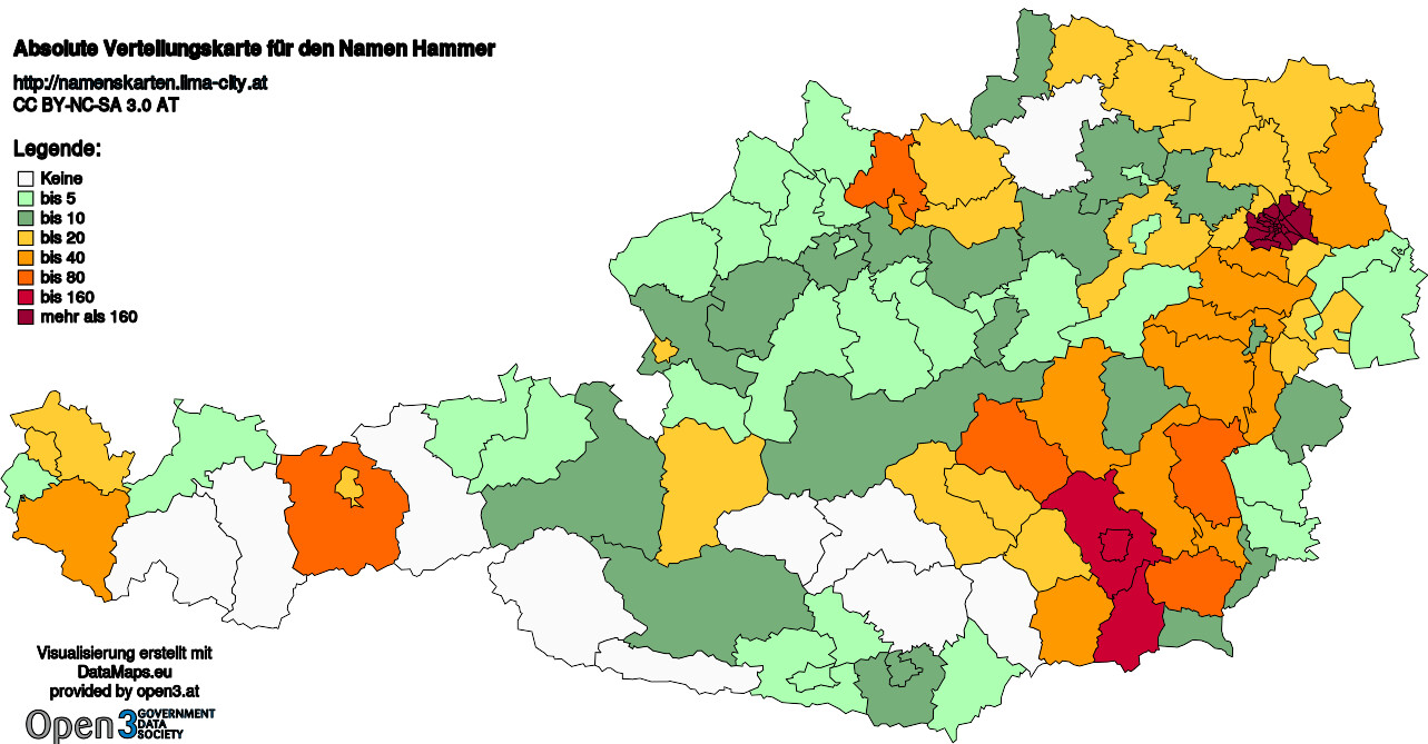 Absolute Verteilungskarten Nachnamen Hammer