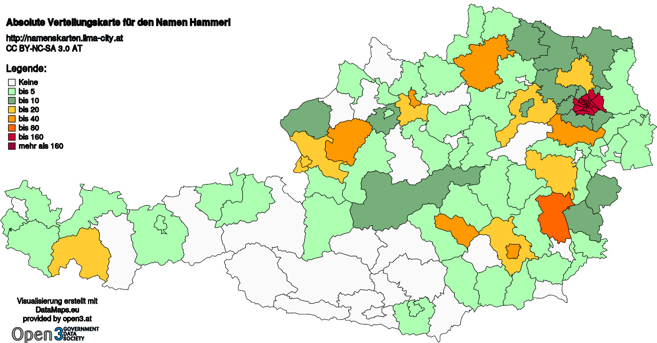 Absolute Verteilungskarten Nachnamen Hammerl