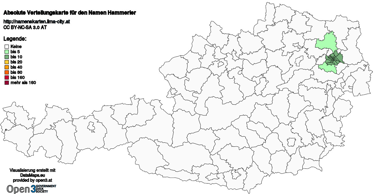 Absolute Verteilungskarten Nachnamen Hammerler