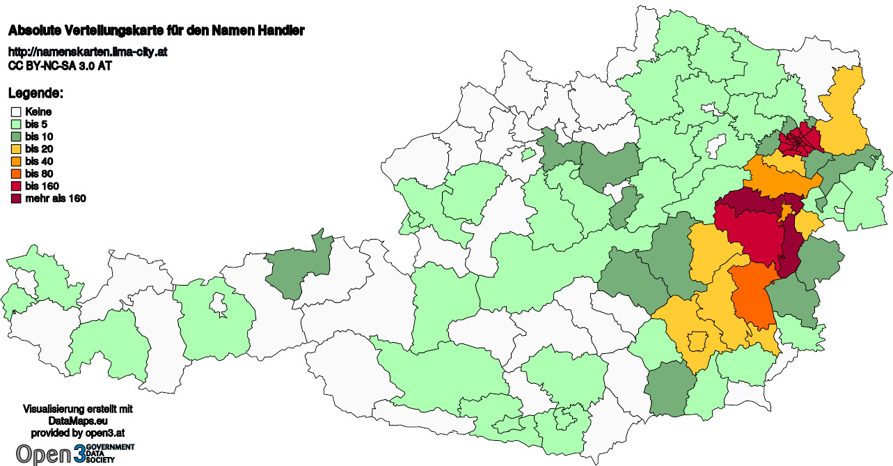 Absolute Verteilungskarten Nachnamen Handler