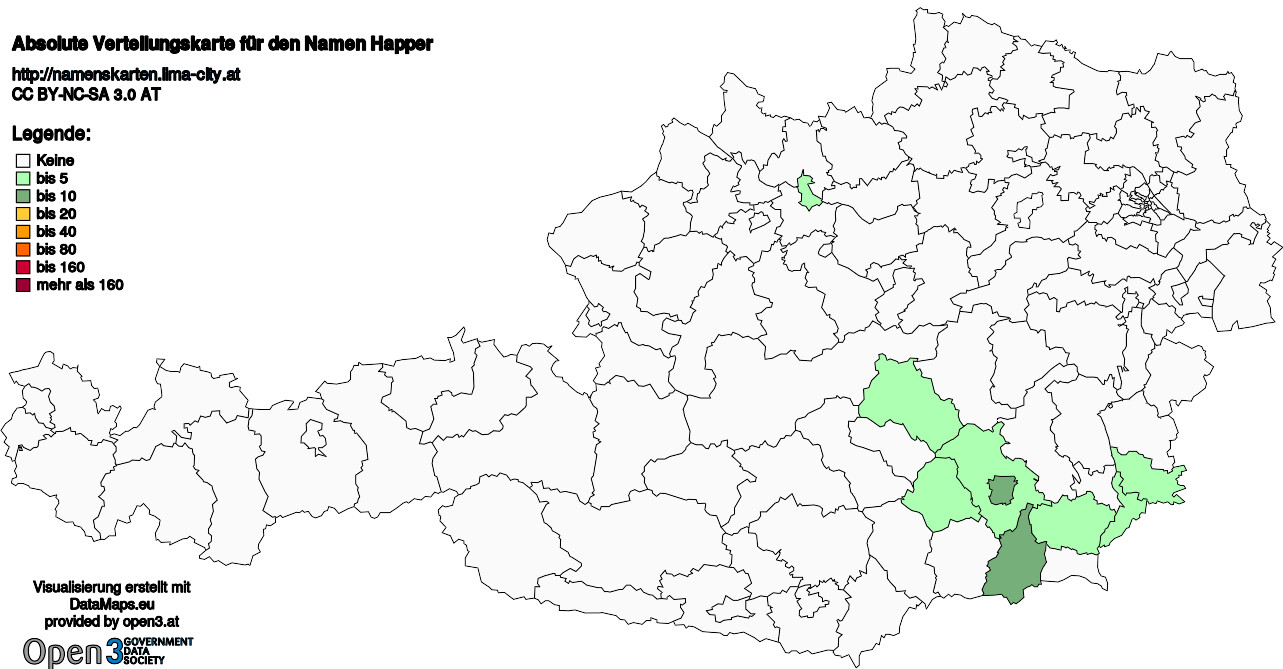 Absolute Verteilungskarten Nachnamen Happer