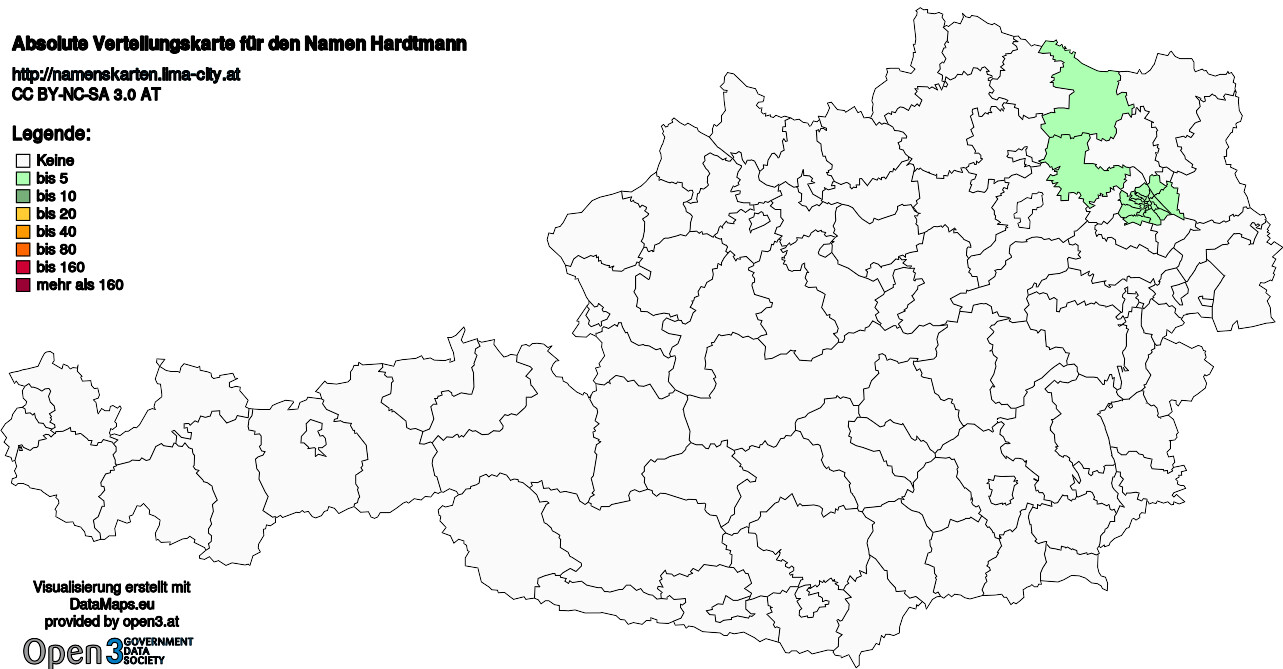 Absolute Verteilungskarten Nachnamen Hardtmann