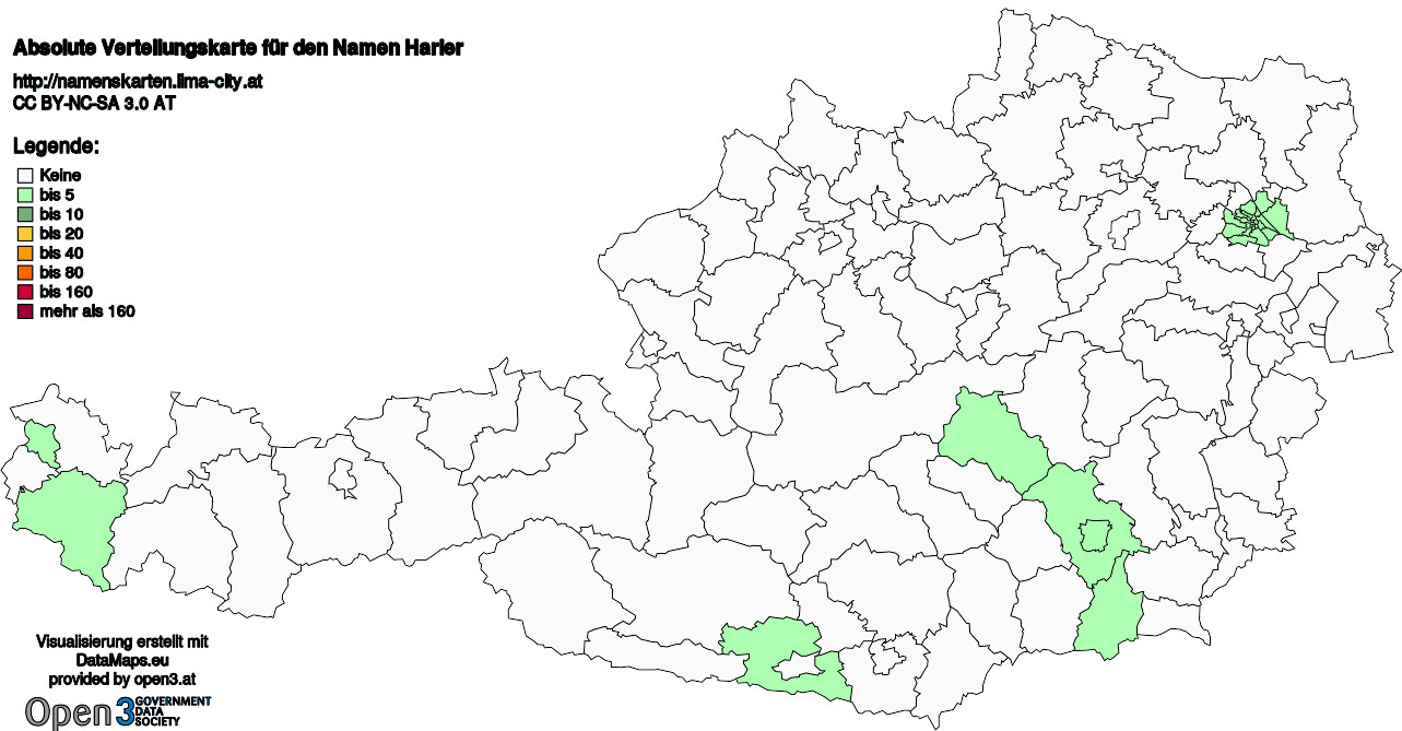 Absolute Verteilungskarten Nachnamen Harler