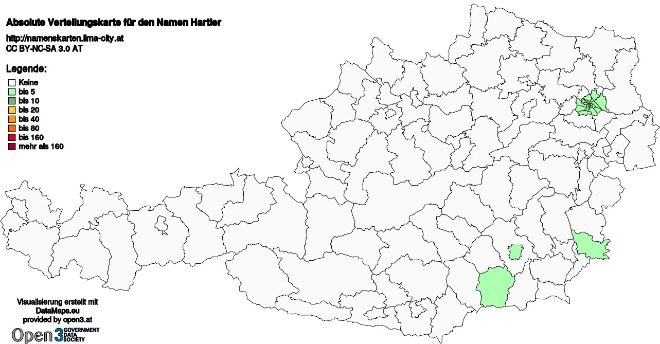 Absolute Verteilungskarten Nachnamen Hartler