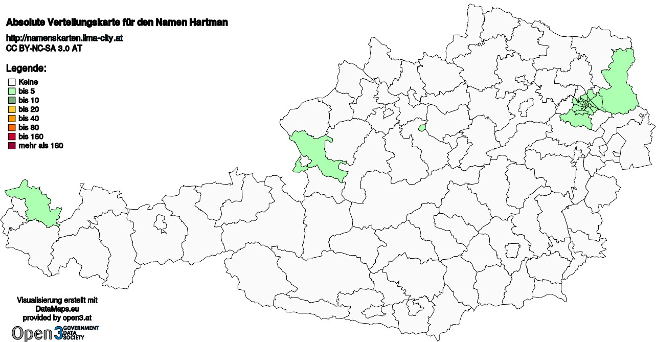 Absolute Verteilungskarten Nachnamen Hartman