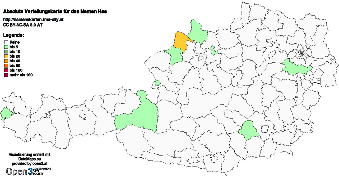 Absolute Verteilungskarten Nachnamen Has