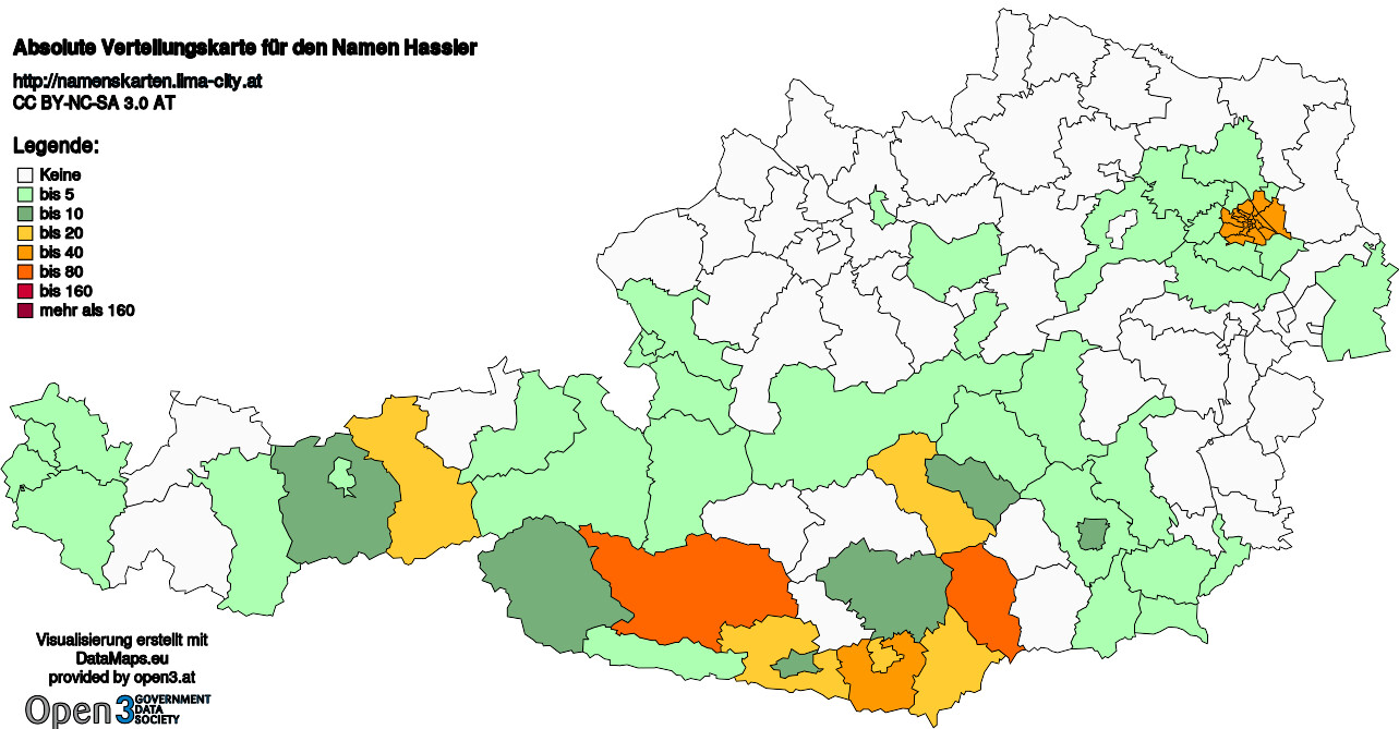 Absolute Verteilungskarten Nachnamen Hassler