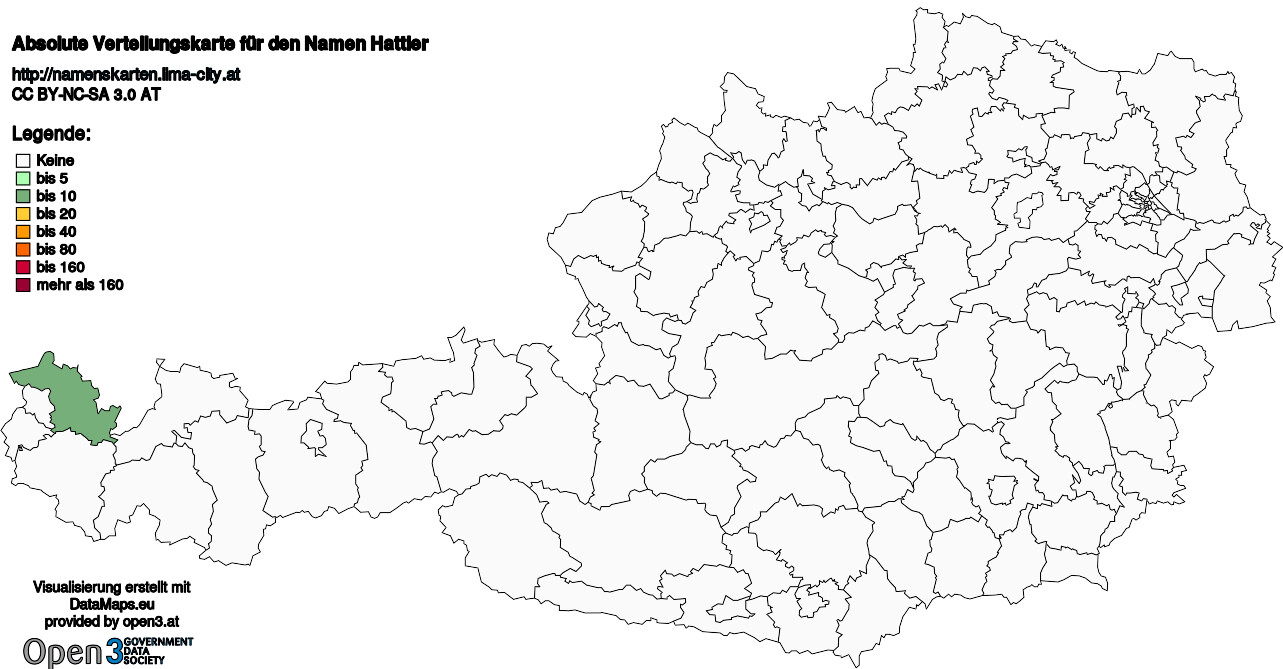 Absolute Verteilungskarten Nachnamen Hattler