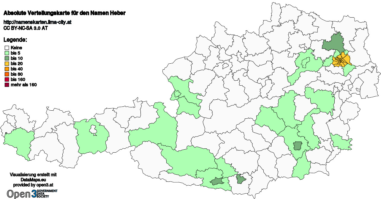 Absolute Verteilungskarten Nachnamen Heber