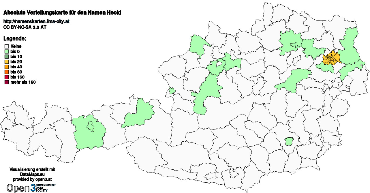 Absolute Verteilungskarten Nachnamen Heckl