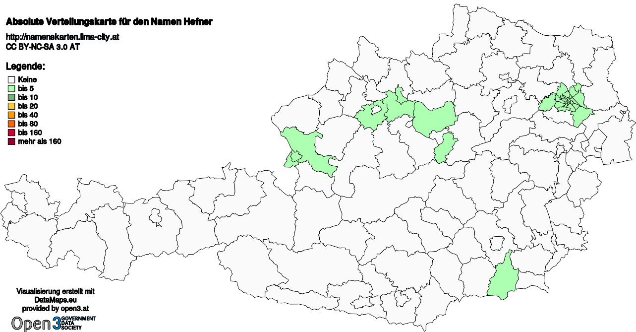 Absolute Verteilungskarten Nachnamen Hefner