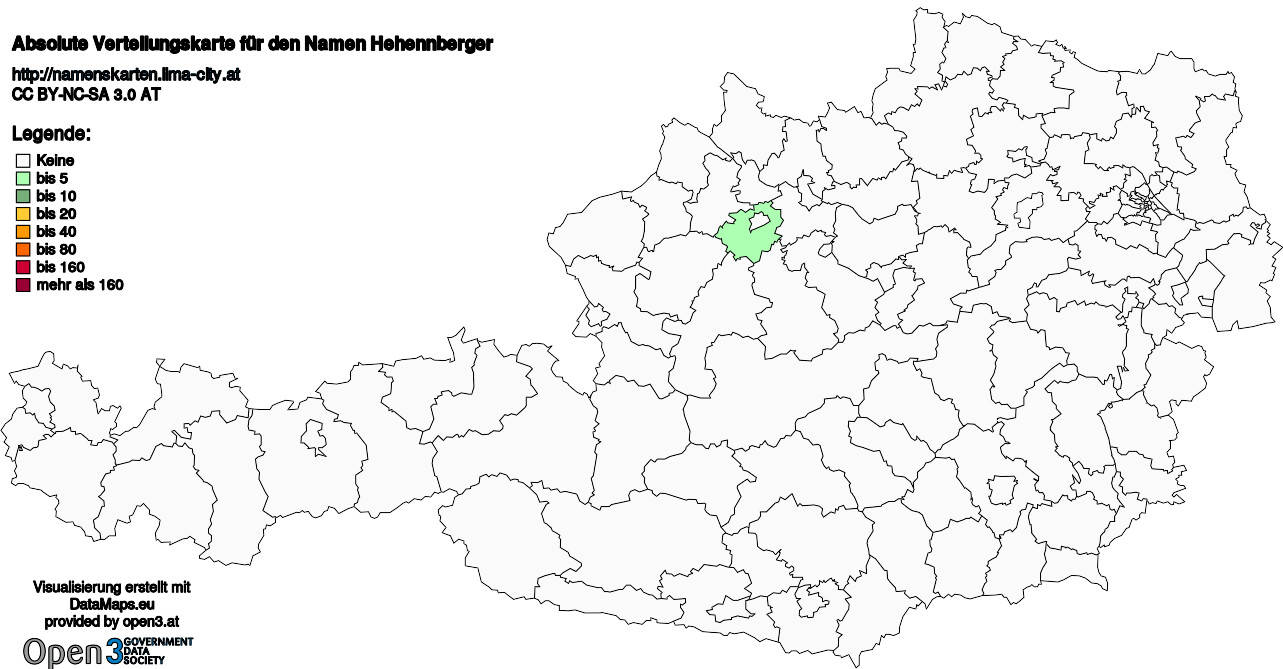 Absolute Verteilungskarten Nachnamen Hehennberger