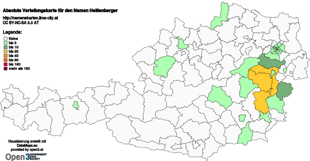 Absolute Verteilungskarten Nachnamen Heißenberger