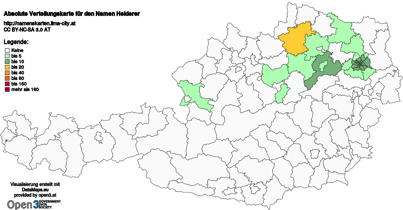 Absolute Verteilungskarten Nachnamen Heiderer