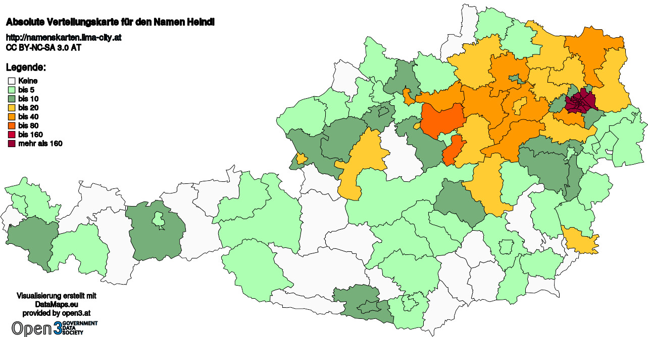 Absolute Verteilungskarten Nachnamen Heindl