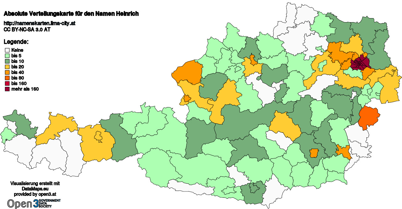 Absolute Verteilungskarten Nachnamen Heinrich