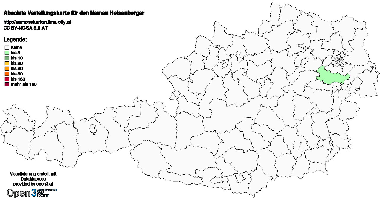 Absolute Verteilungskarten Nachnamen Heisenberger