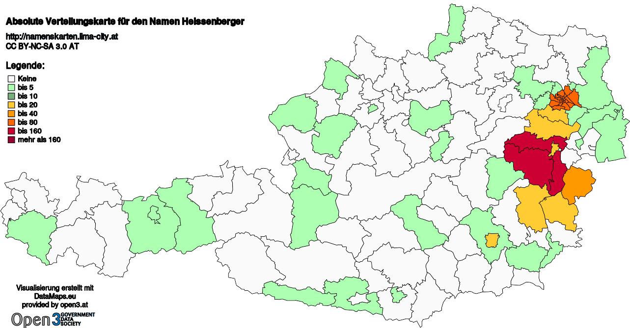 Absolute Verteilungskarten Nachnamen Heissenberger