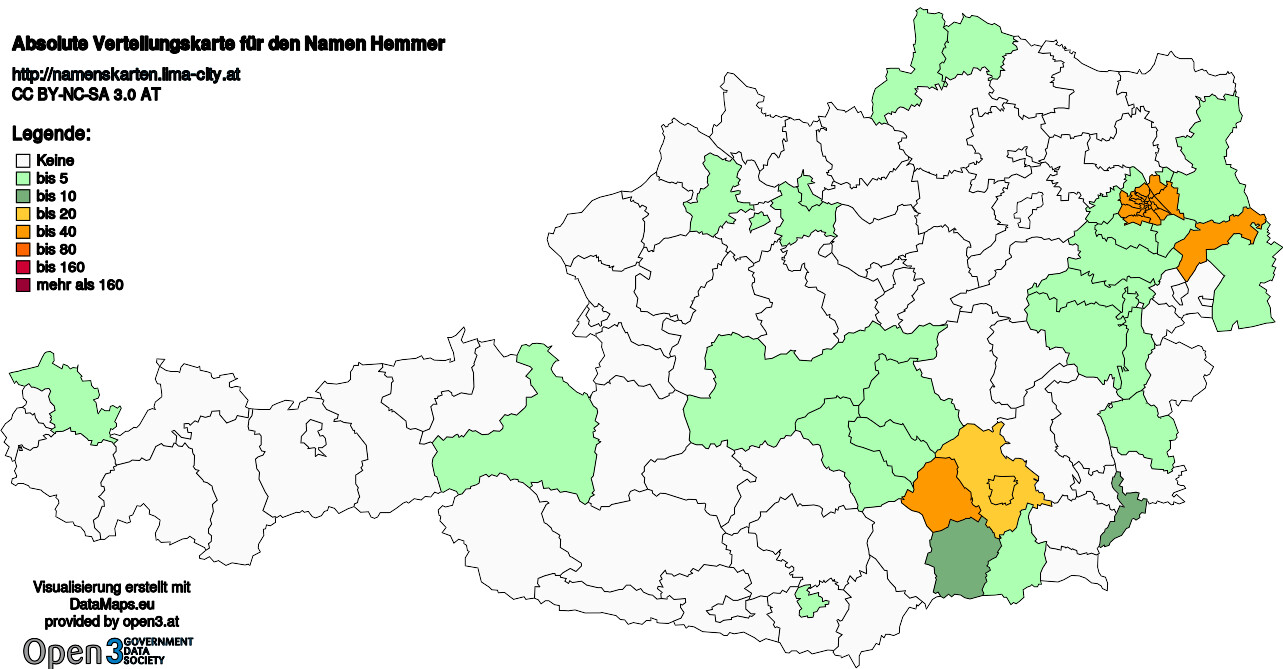 Absolute Verteilungskarten Nachnamen Hemmer