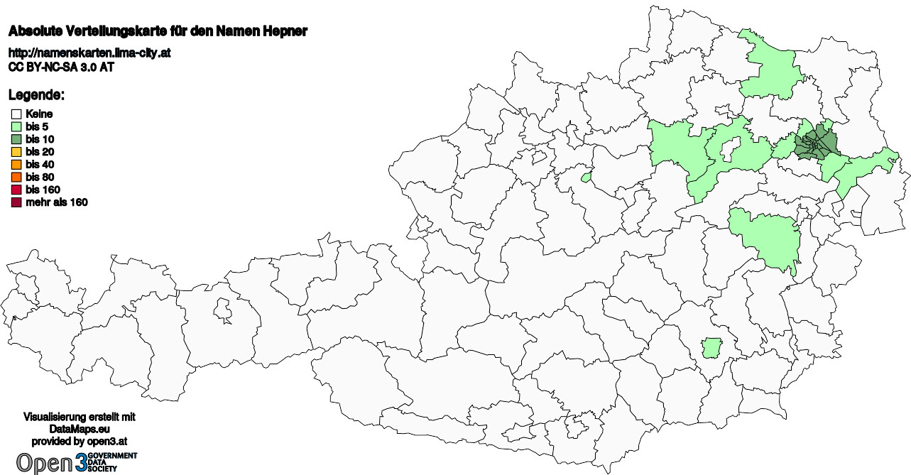 Absolute Verteilungskarten Nachnamen Hepner