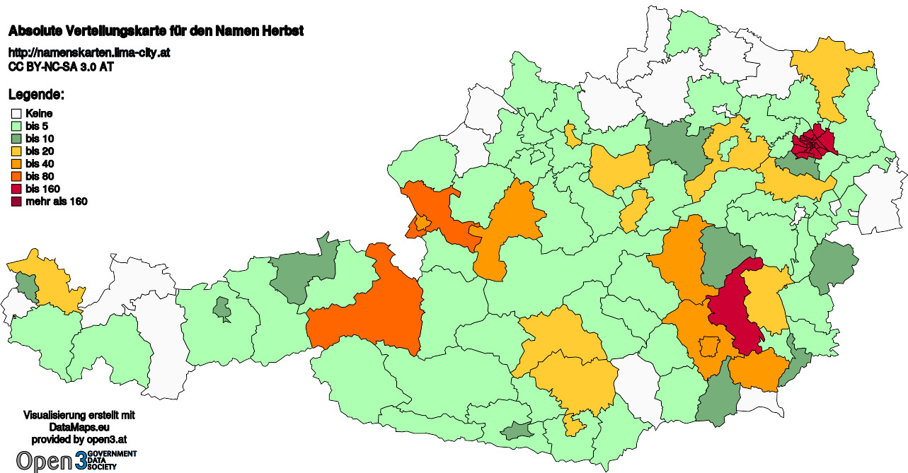 Absolute Verteilungskarten Nachnamen Herbst