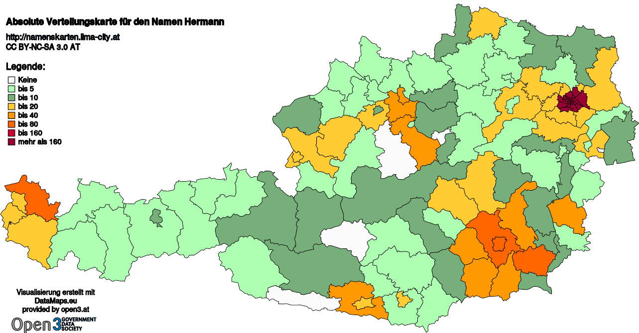 Absolute Verteilungskarten Nachnamen Hermann