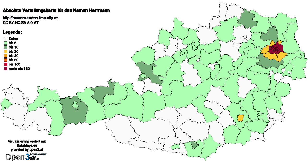 Absolute Verteilungskarten Nachnamen Herrmann