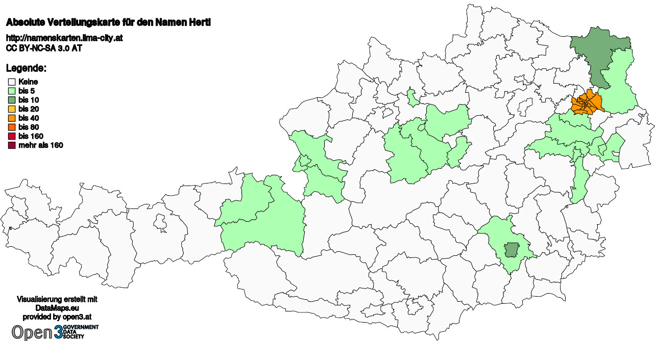 Absolute Verteilungskarten Nachnamen Hertl