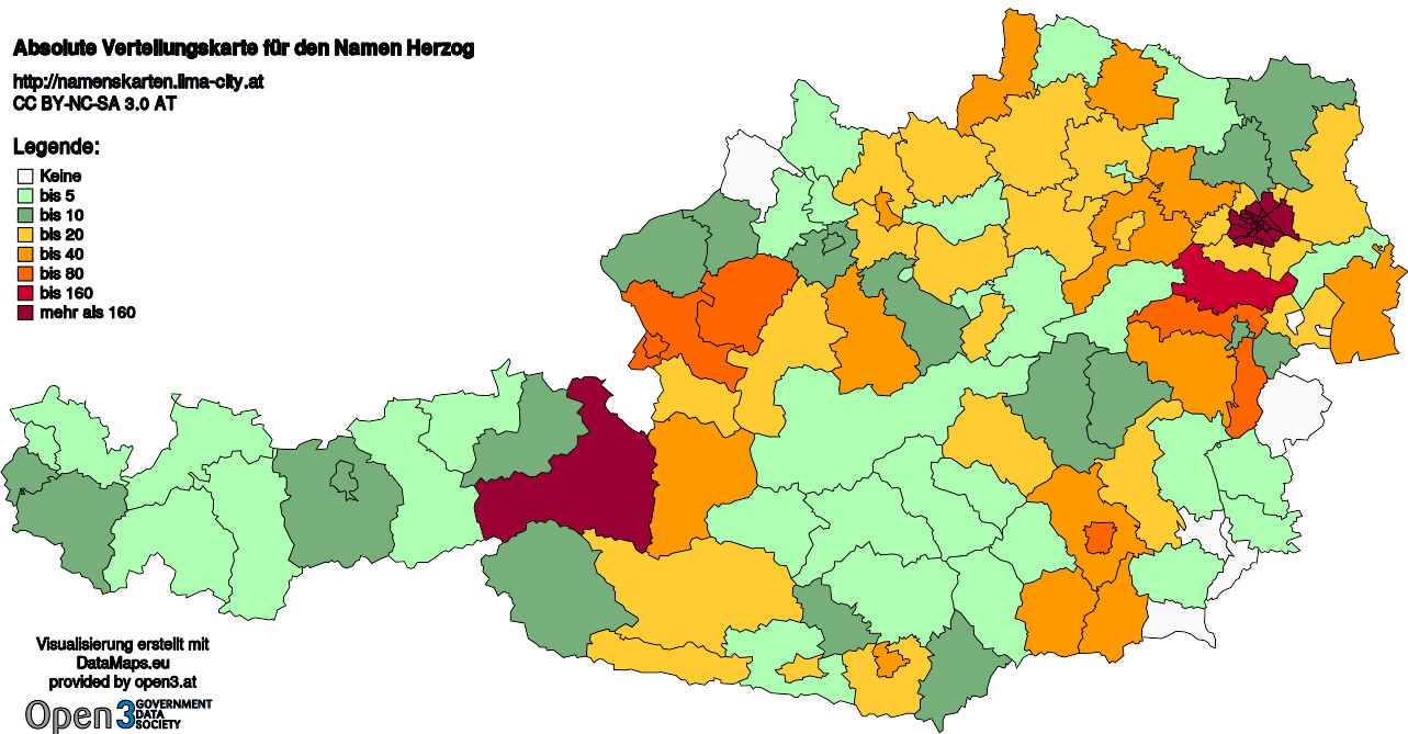 Absolute Verteilungskarten Nachnamen Herzog