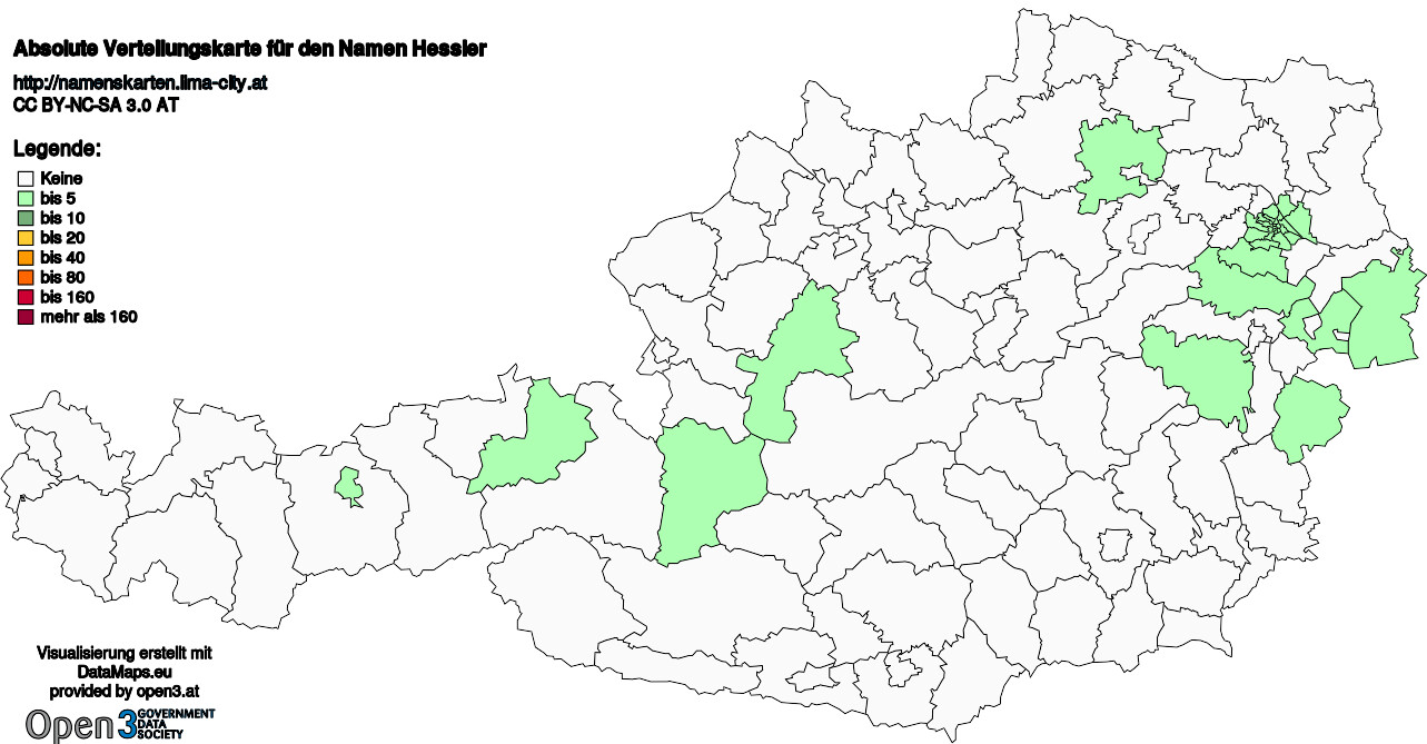 Absolute Verteilungskarten Nachnamen Hessler