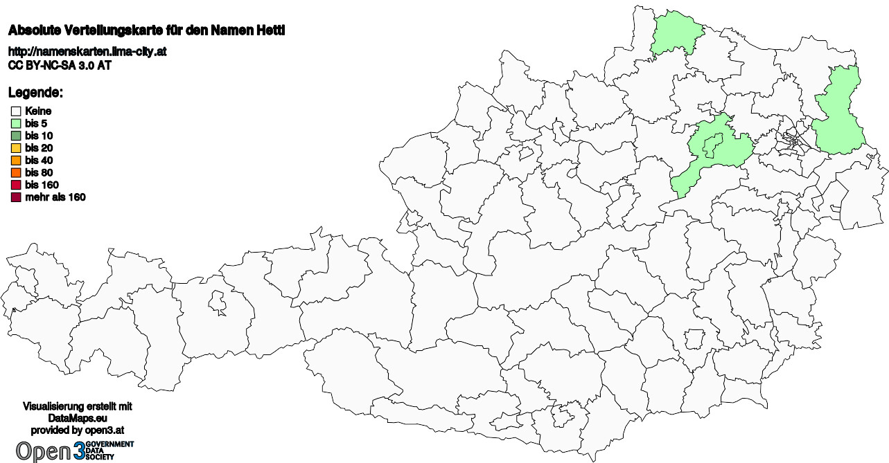 Absolute Verteilungskarten Nachnamen Hettl