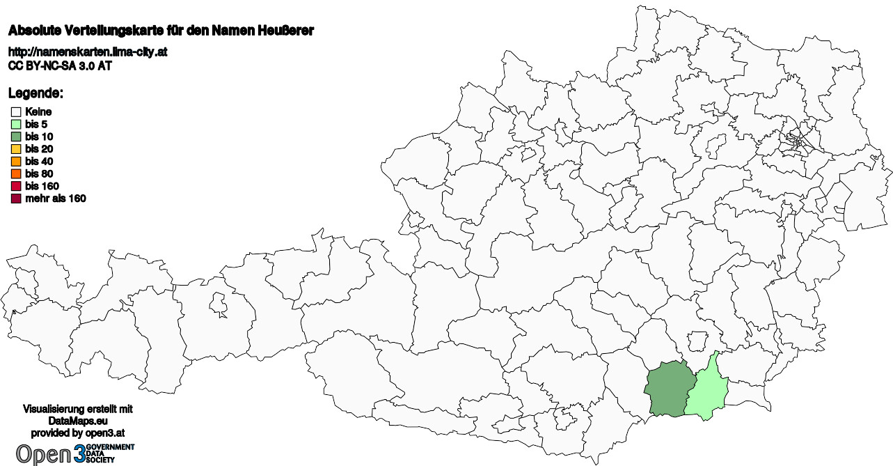 Absolute Verteilungskarten Nachnamen Heußerer