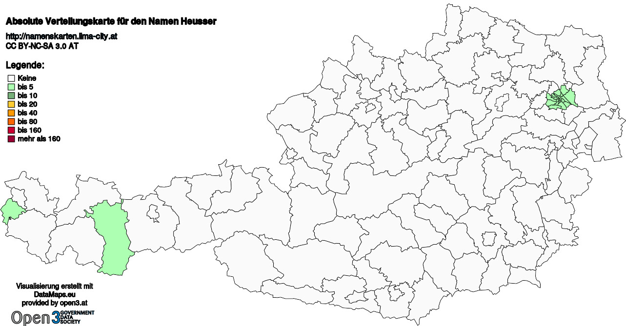 Absolute Verteilungskarten Nachnamen Heusser