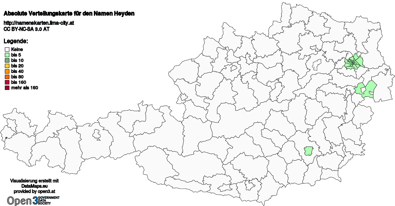 Absolute Verteilungskarten Nachnamen Heyden