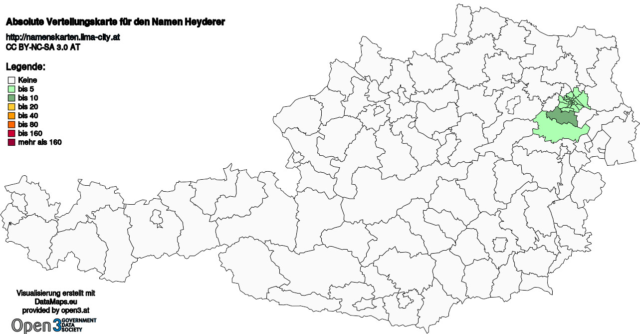 Absolute Verteilungskarten Nachnamen Heyderer