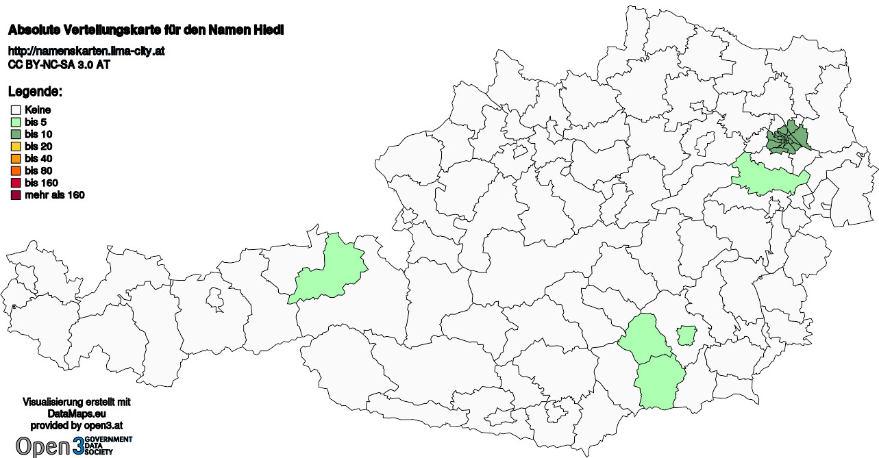 Absolute Verteilungskarten Nachnamen Hiedl
