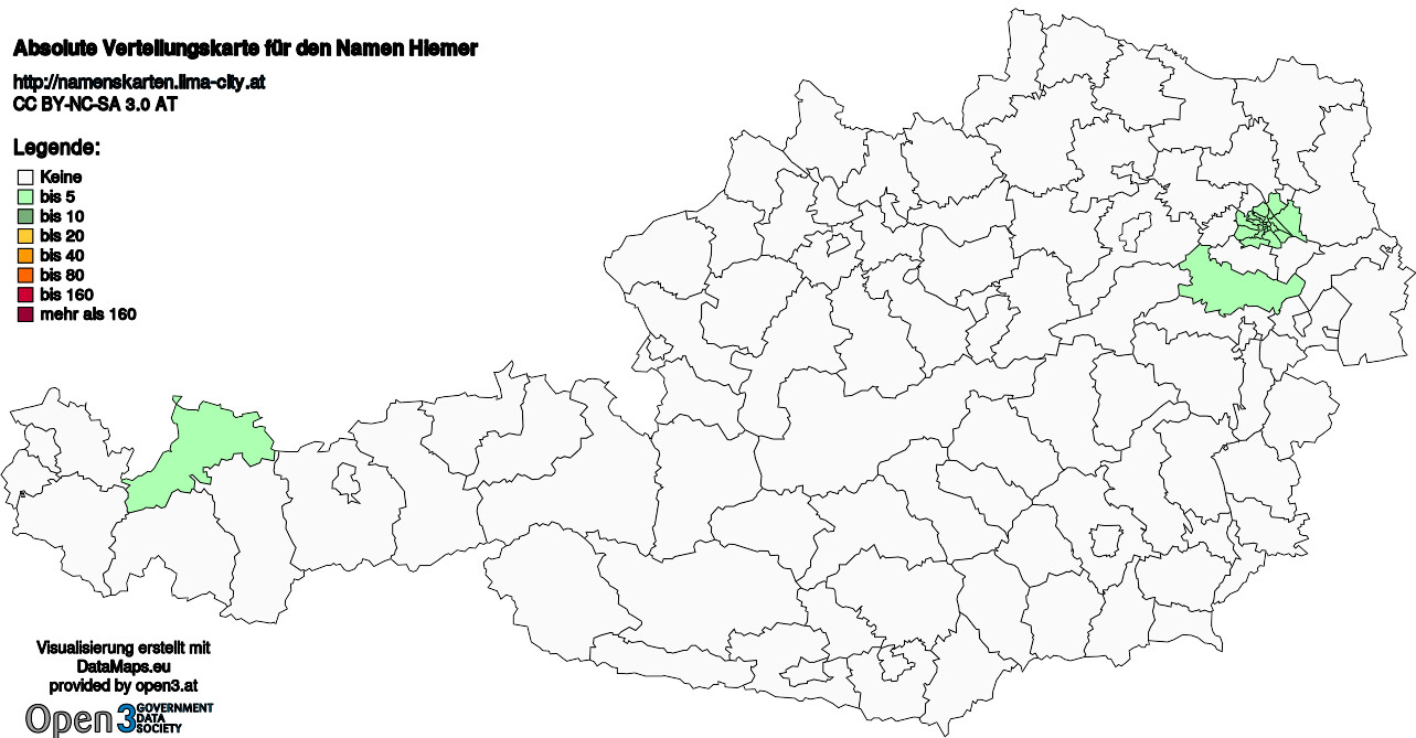 Absolute Verteilungskarten Nachnamen Hiemer