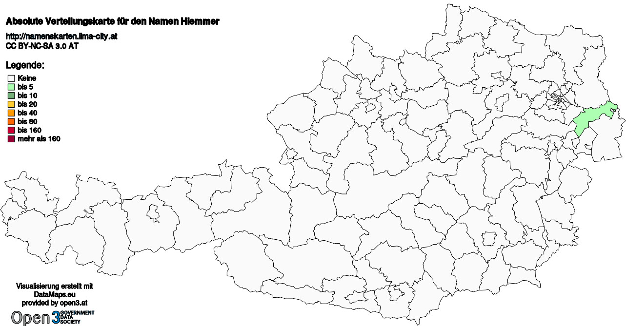 Absolute Verteilungskarten Nachnamen Hiemmer