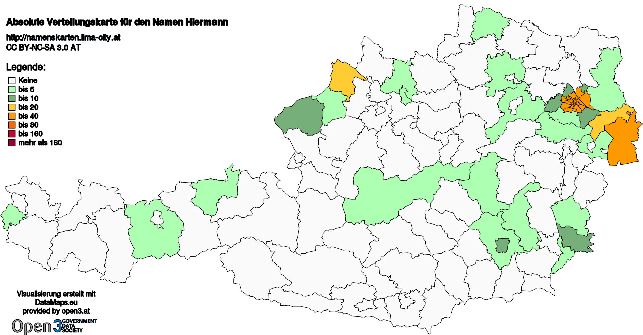 Absolute Verteilungskarten Nachnamen Hiermann